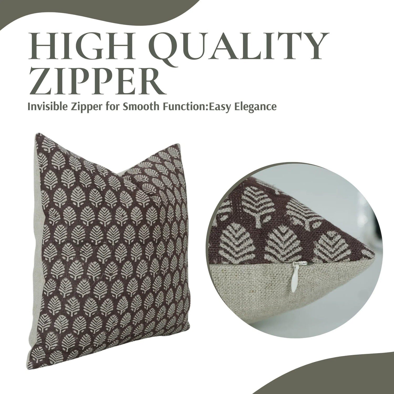 Sangmarmar Handmade Block Print Pillow Cover - Dark Brown