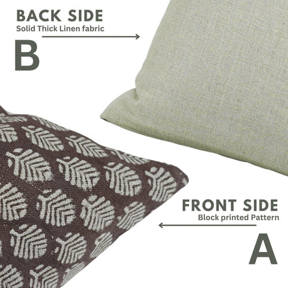 Sangmarmar Handmade Block Print Pillow Cover - Dark Brown