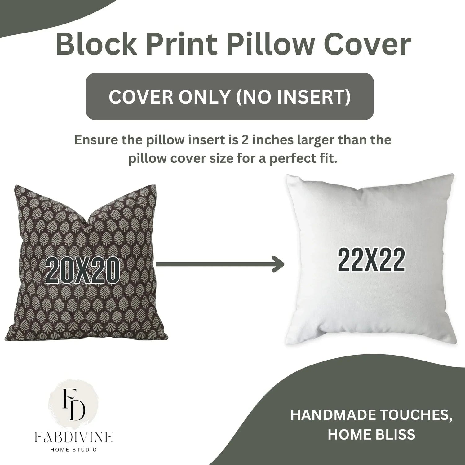 Sangmarmar Handmade Block Print Pillow Cover - Dark Brown