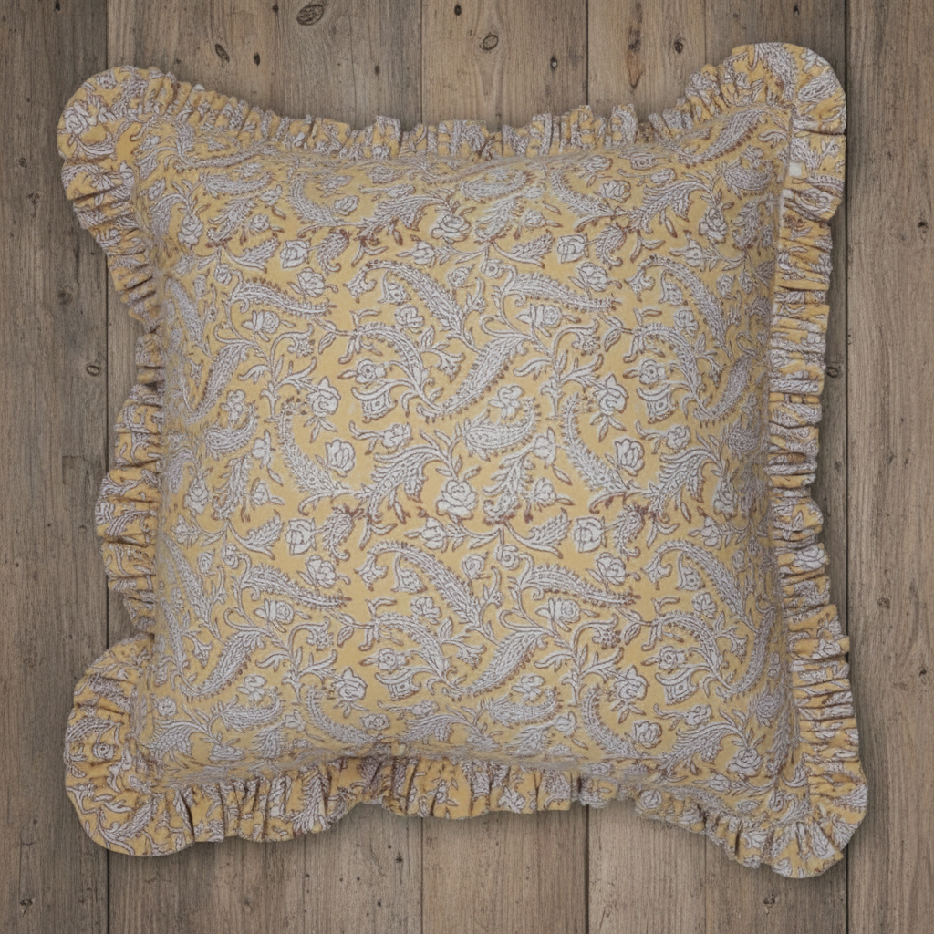 Handmade Block Print Black Forest Pillow Cover