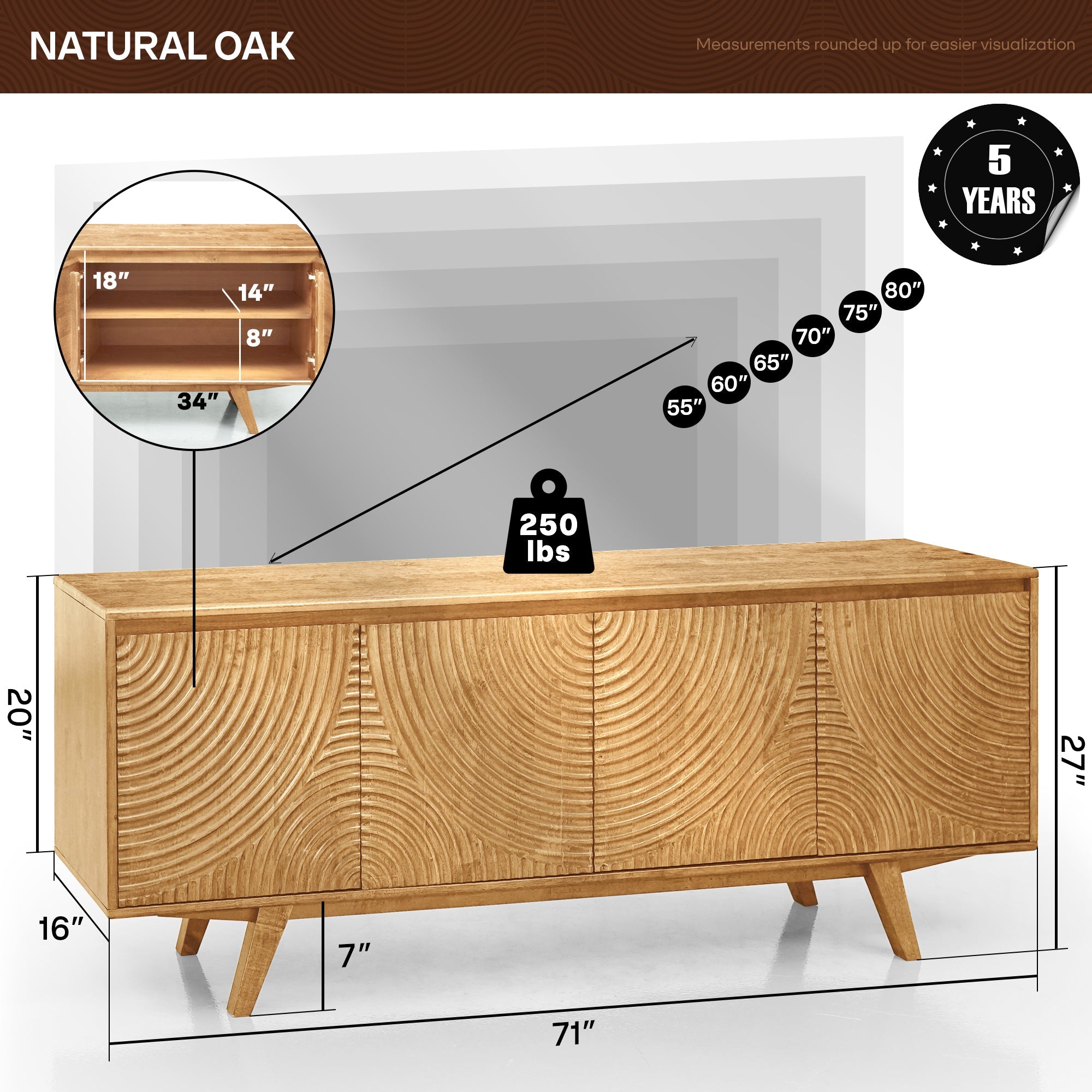 Acacia Harmony TV Stand with Storage - 3 Finishes