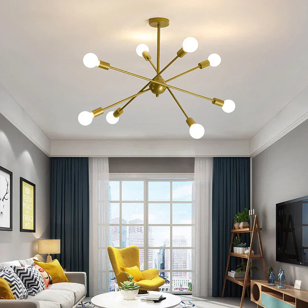 Modern Industrial Sputnik Style Chandelier - 3 Colors