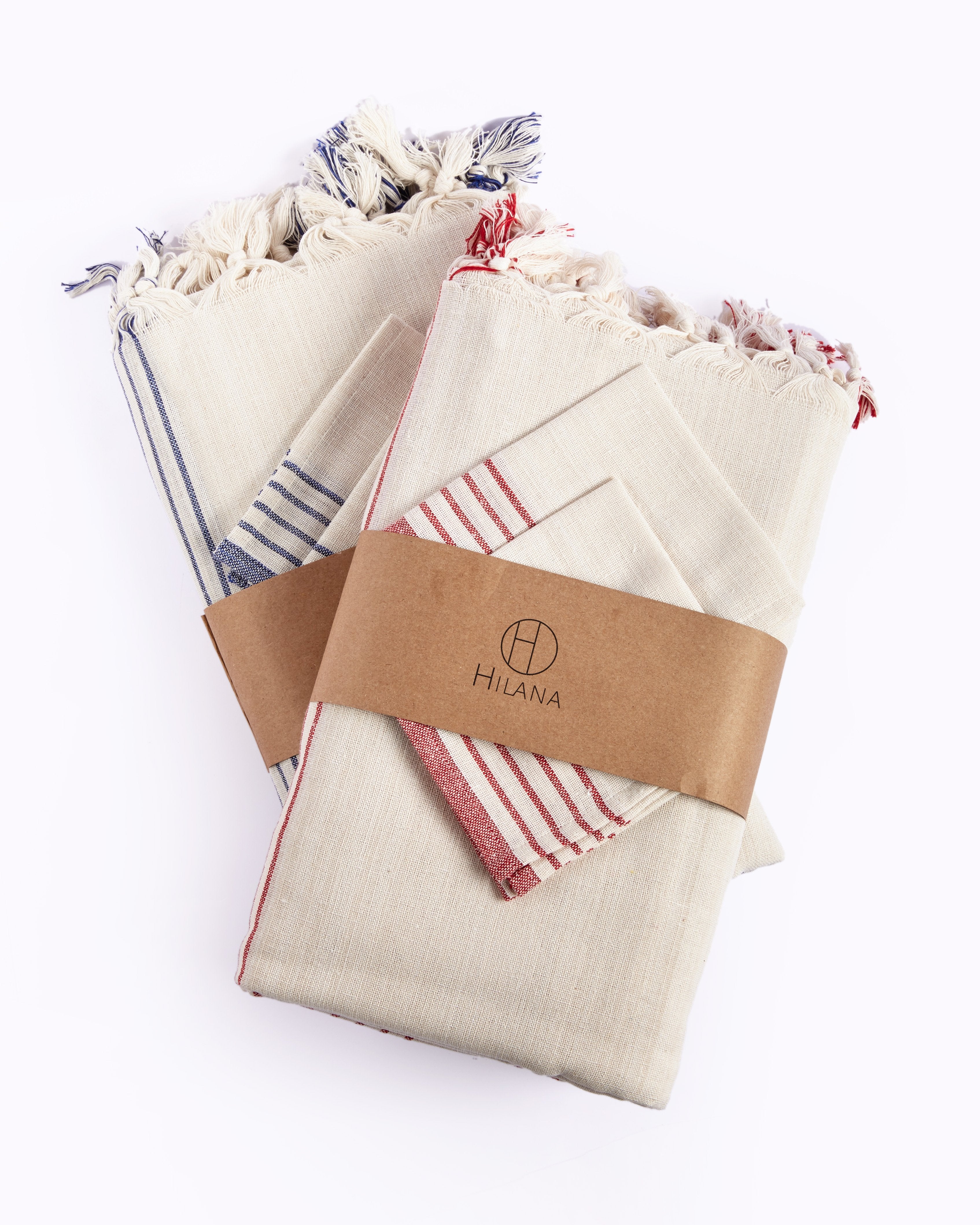 Kayseri Tablecloth/Napkin Set - Red Stripe
