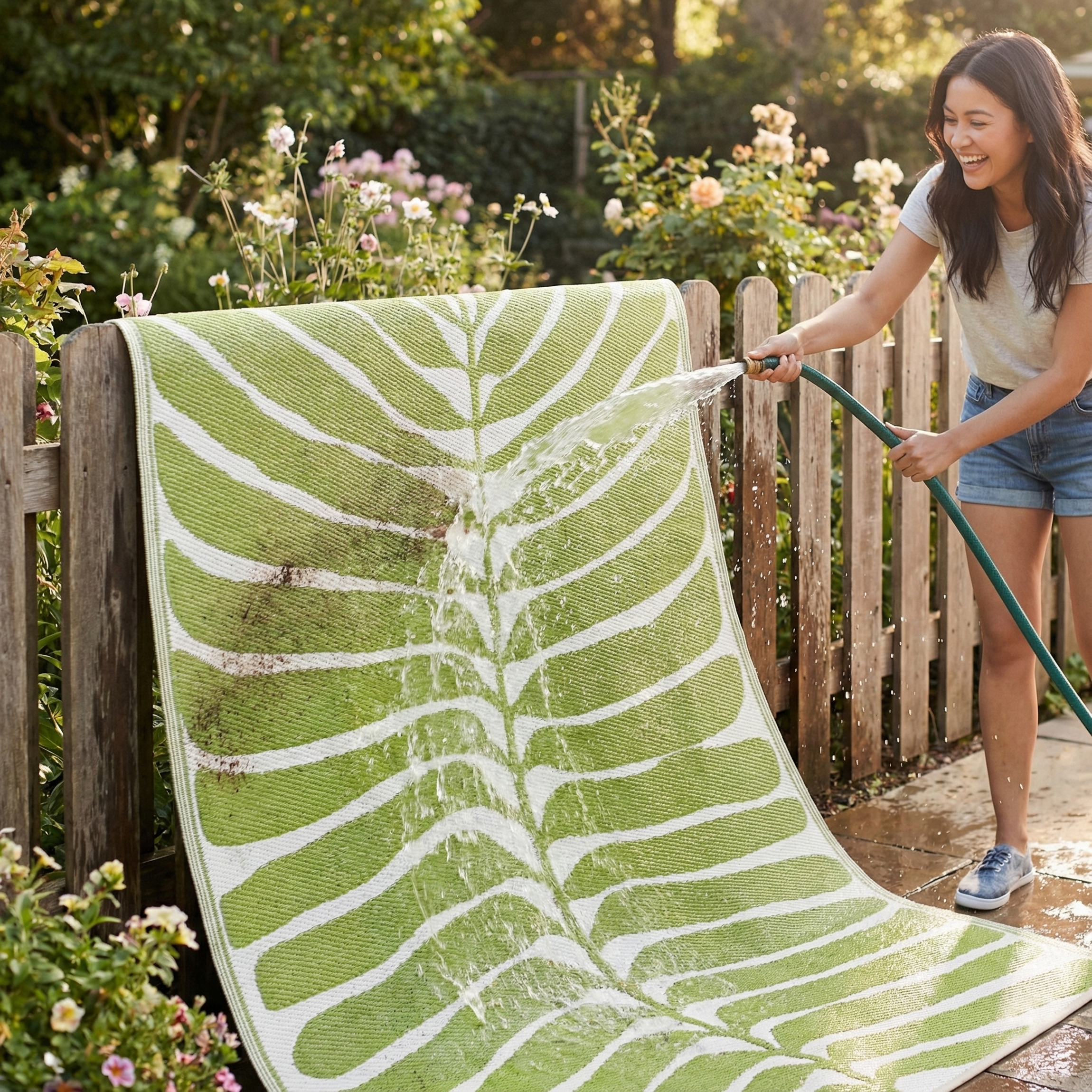 Hilo - Green Reversible Outdoor Rug for Patio