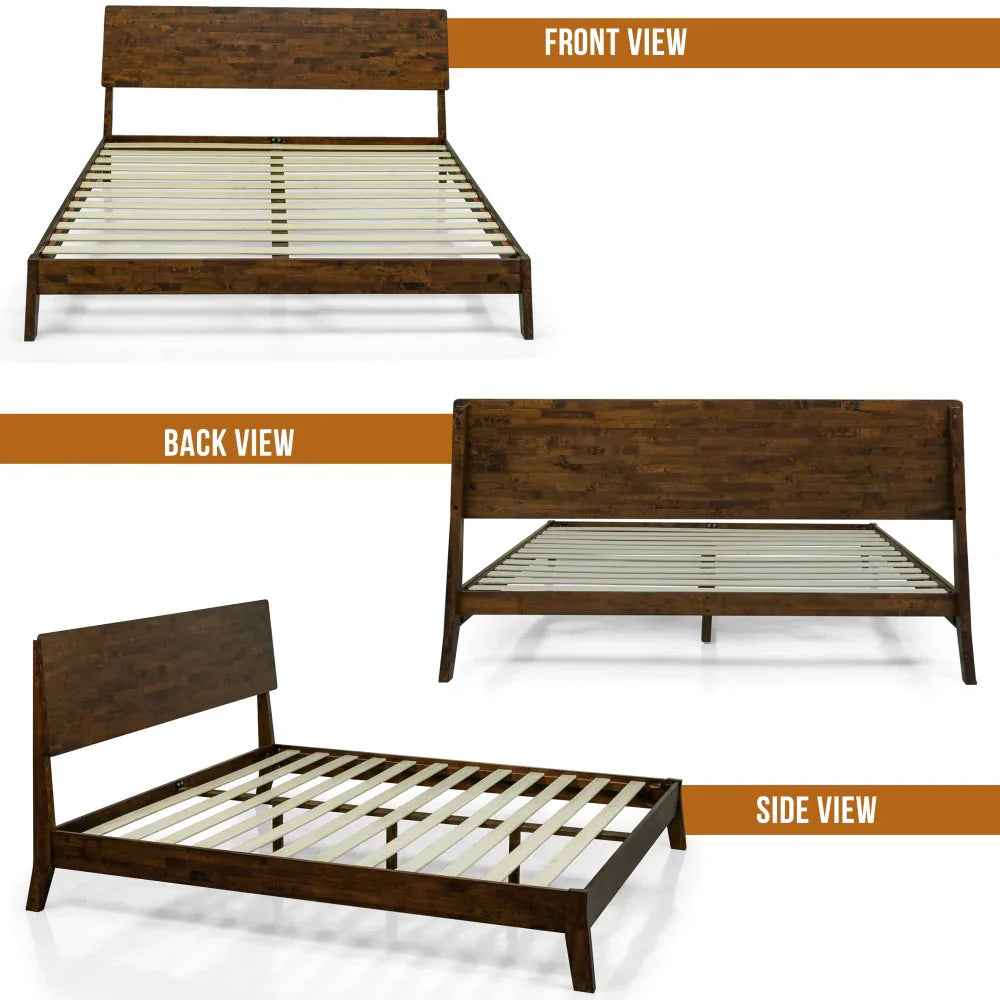 Serenity Deluxe Acacia Wood Platform Bed Frame - Multiple Finishes
