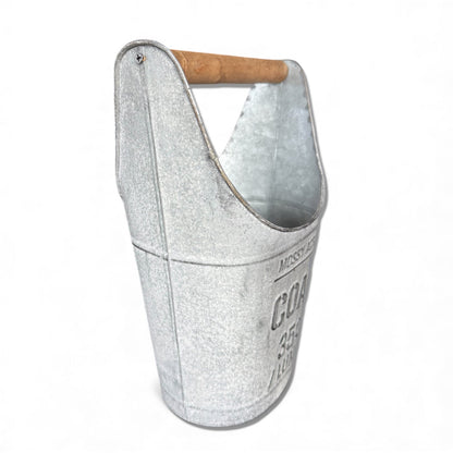 Metal Coal Bucket with Wood Handle