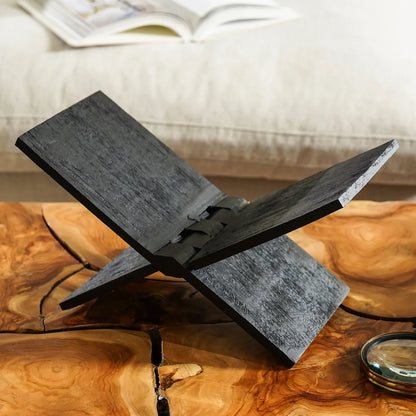Black Wood Cookbook &amp; Coffee Table Book Holder Stand