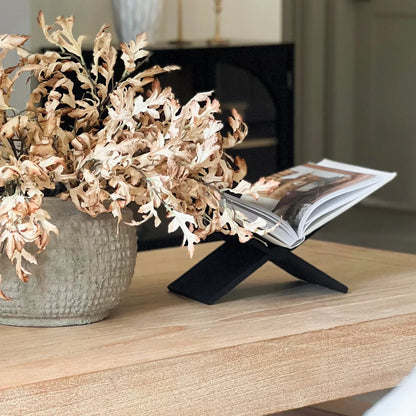 Black Wood Cookbook &amp; Coffee Table Book Holder Stand
