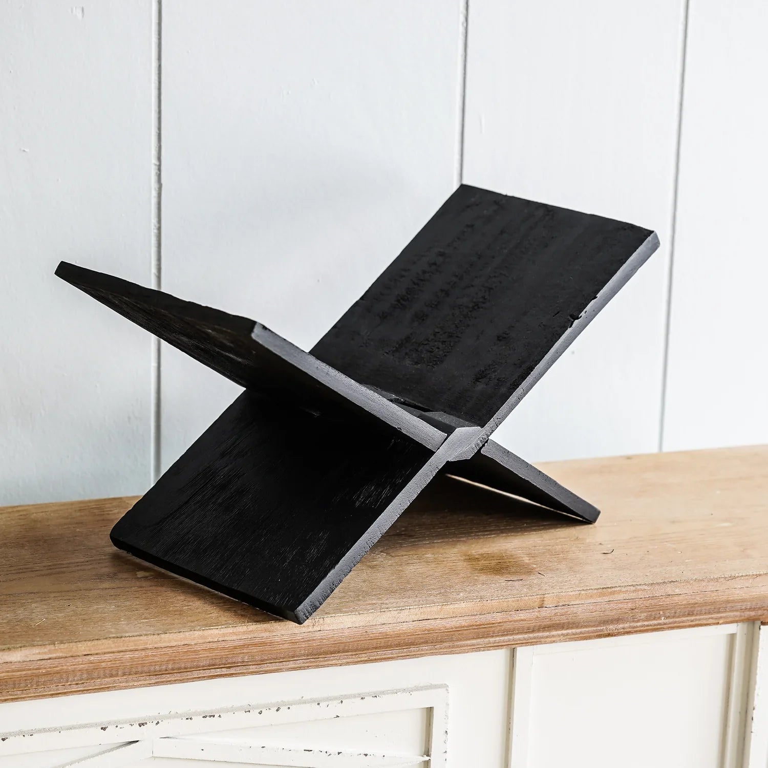 Black Wood Cookbook &amp; Coffee Table Book Holder Stand