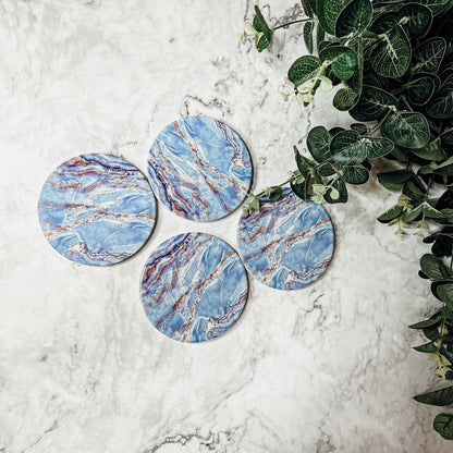 Marble Blue Ceraminc Coasters