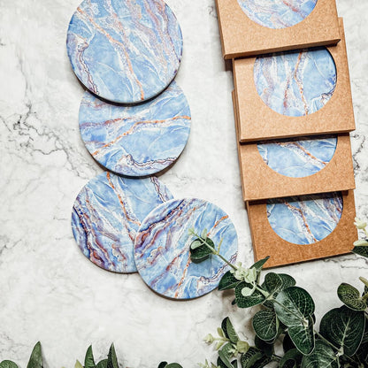 Marble Blue Ceraminc Coasters