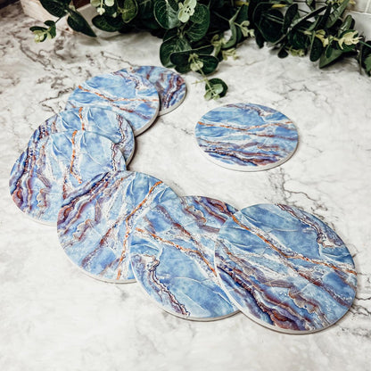 Marble Blue Ceraminc Coasters