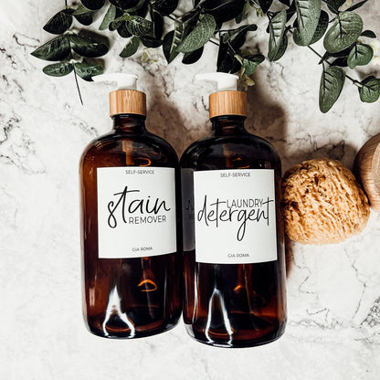 32oz Glass Bottles with Customized Labels - Amber