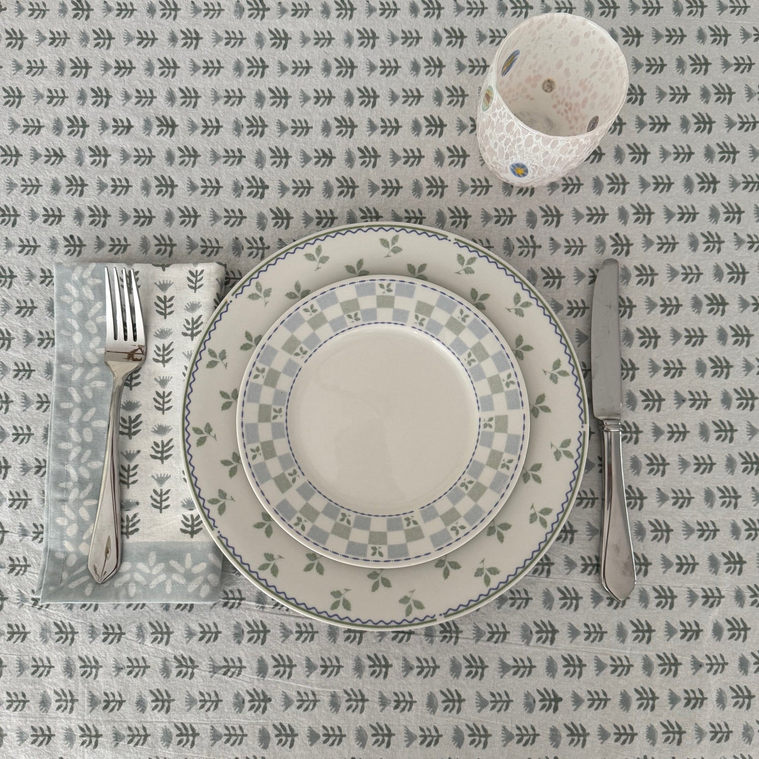 Claire Blockprint Dinner Napkin in Serene - Set of 4