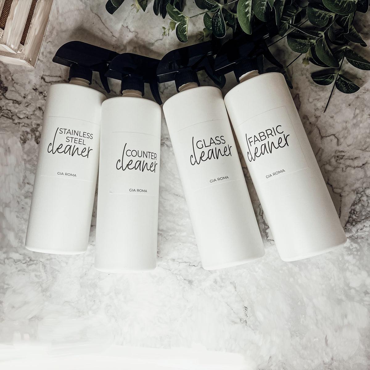 32oz Plastic Cleaning Bottles with Customized Labels- White
