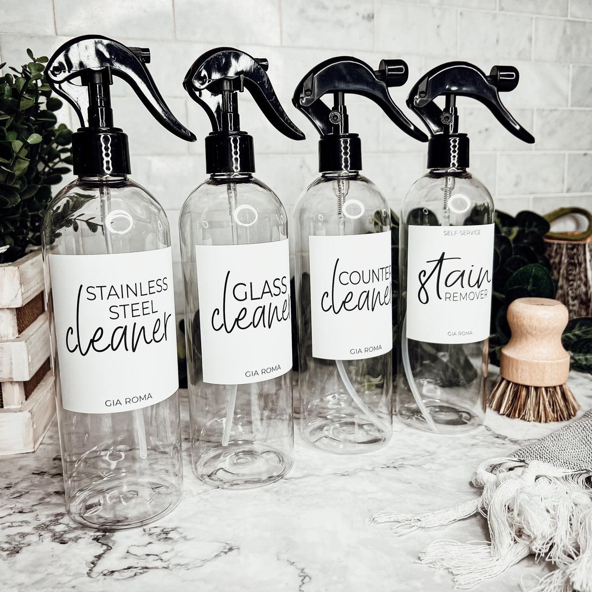 16oz Plastic Cleaning Bottles with Customized Labels
