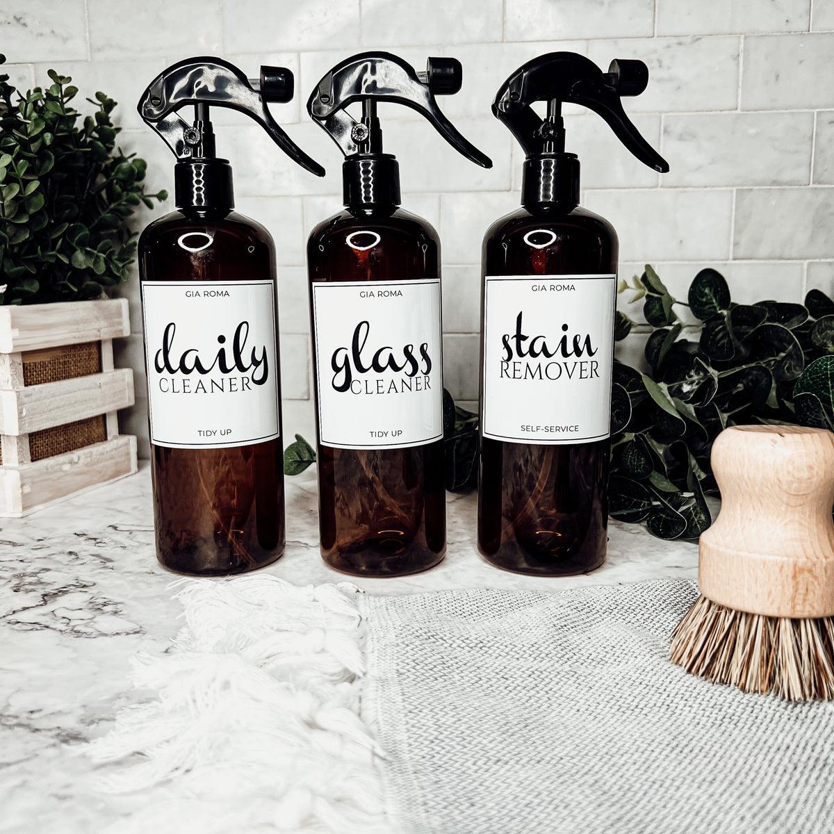 16oz Plastic Cleaning Bottles with Customized Labels