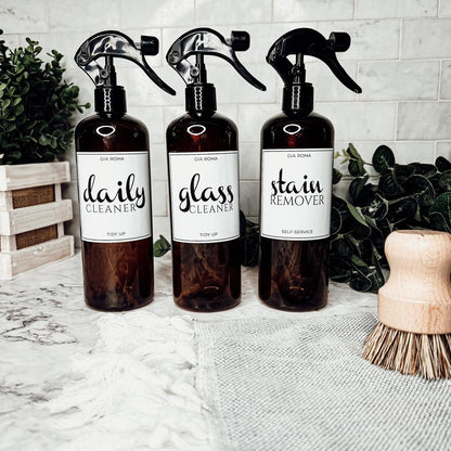 16oz Plastic Cleaning Bottles with Customized Labels