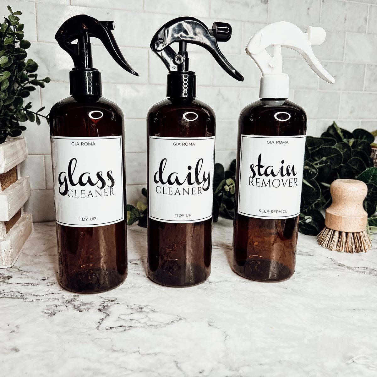 16oz Plastic Cleaning Bottles with Customized Labels