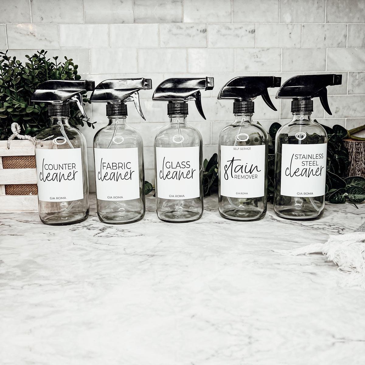 16oz Glass Cleaning Bottles with Customized Labels