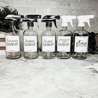16oz Glass Cleaning Bottles with Customized Labels
