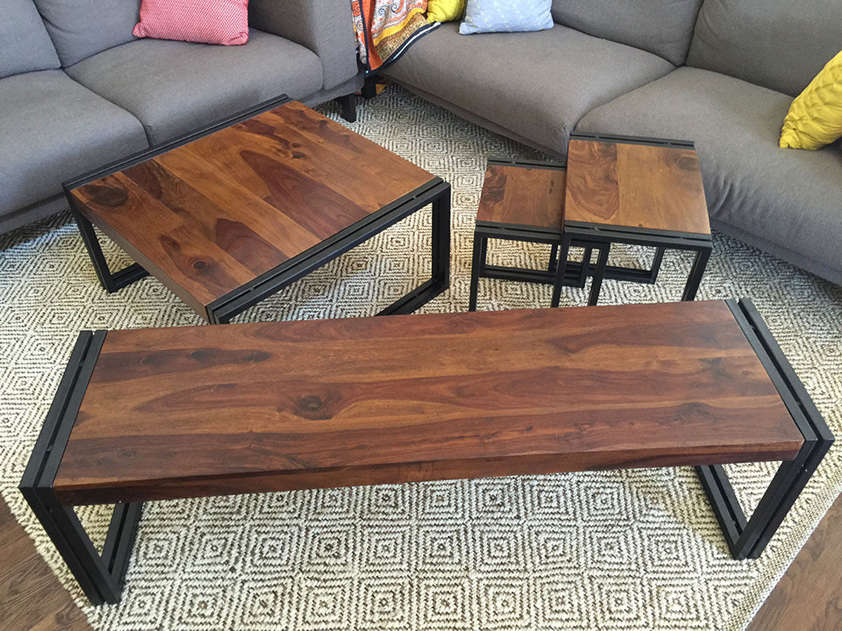 Sheesham Wood Coffee Table With Iron Legs