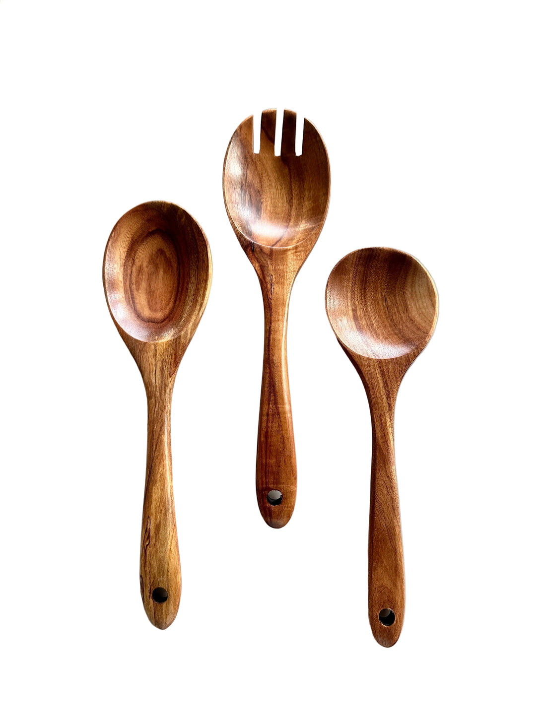 Teak Wooden Salad Spoons - Set of 3