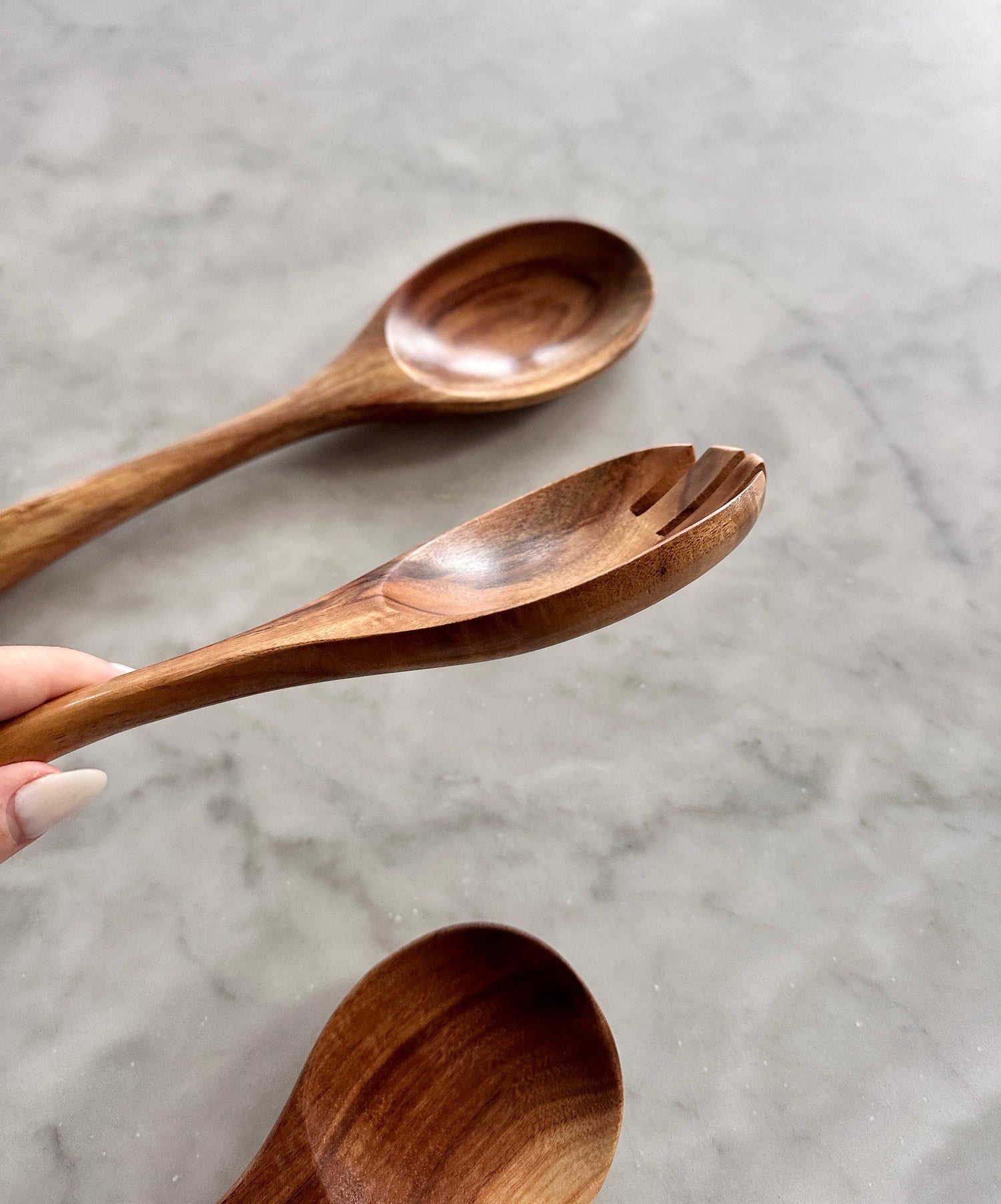 Teak Wooden Salad Spoons - Set of 3