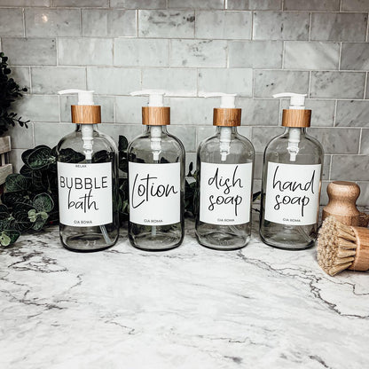 16oz Glass Bottles - Clear/White Label