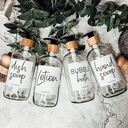 16oz Glass Bottles - Clear/White Label