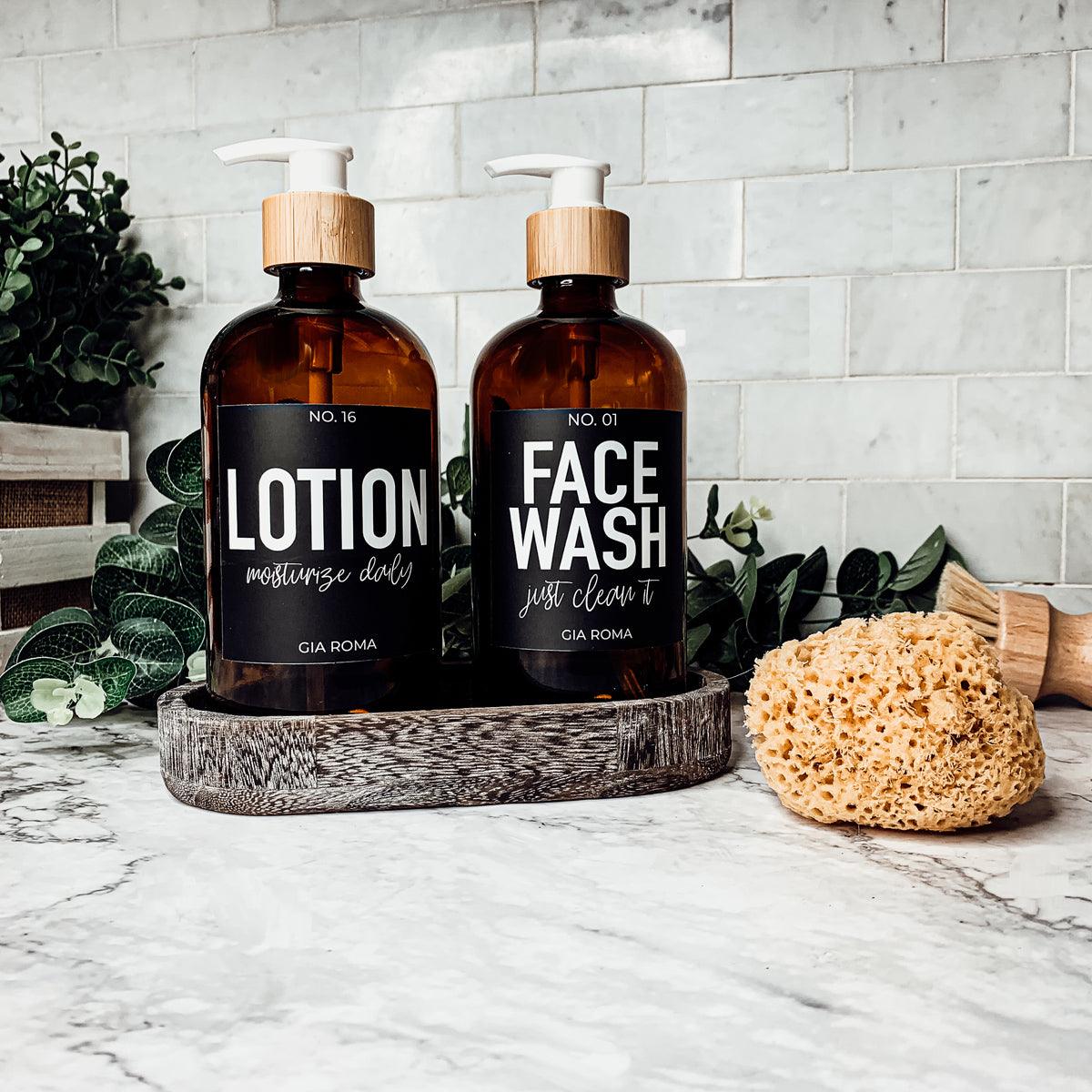 16oz Soap Bottles - Glass Amber|Black Label