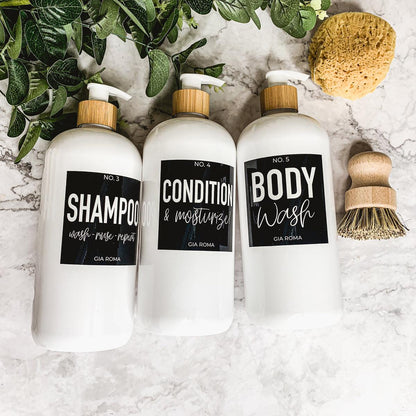 32oz Plastic White Dispensers with Customized Labels