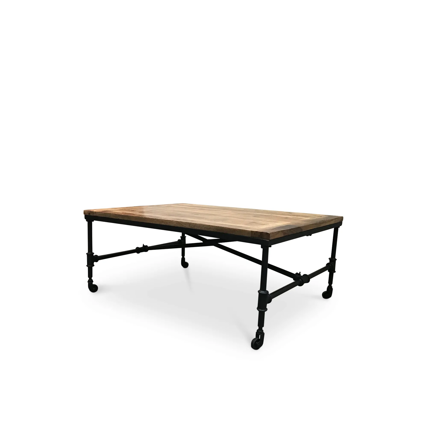 Mango Wood Coffee Table with Wheels