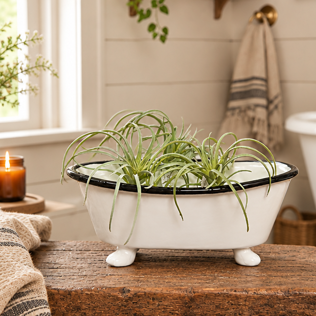 Ceramic Enamel Bathtub Planter &amp; Soap Holder