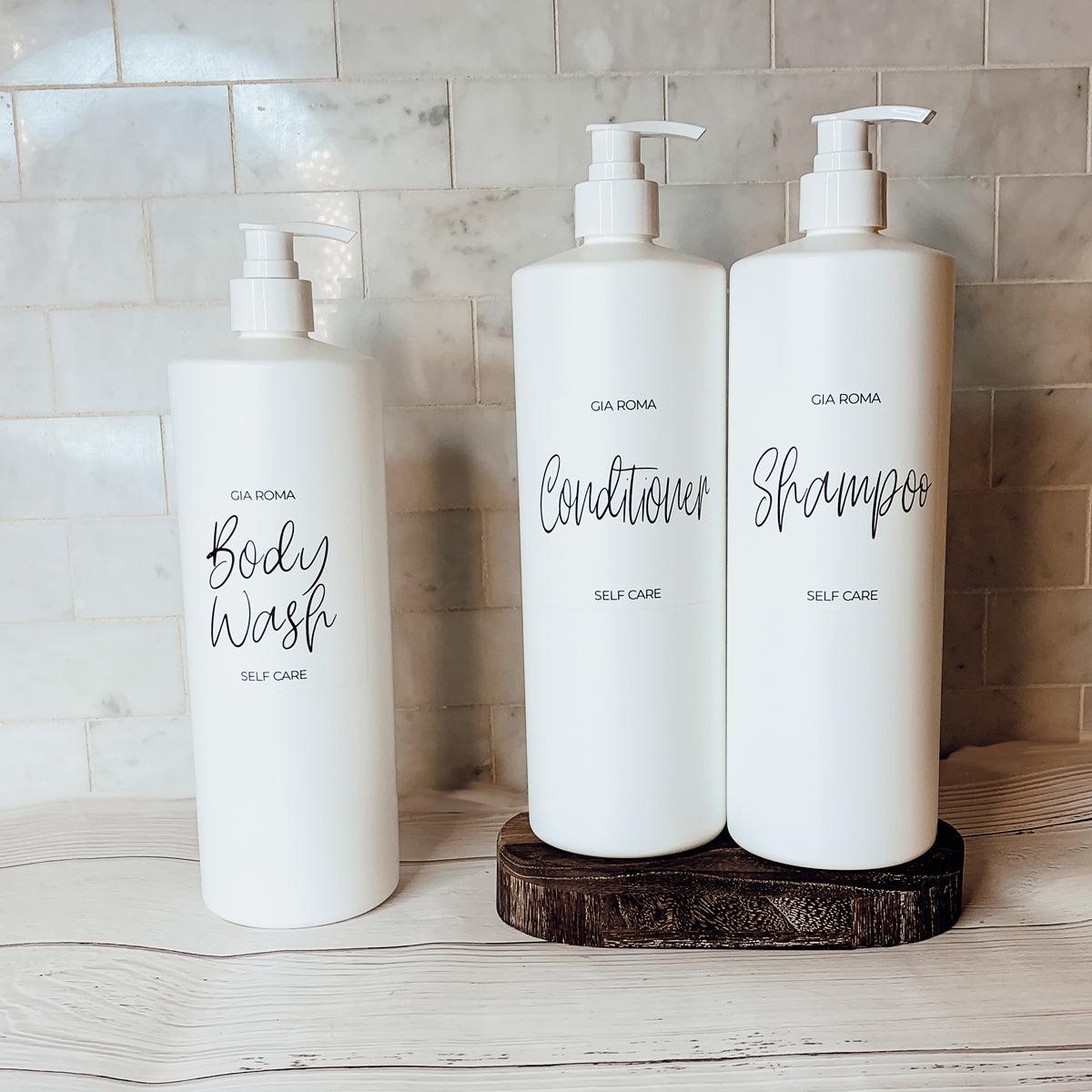 32oz Plastic White Dispensers with Customized Labels