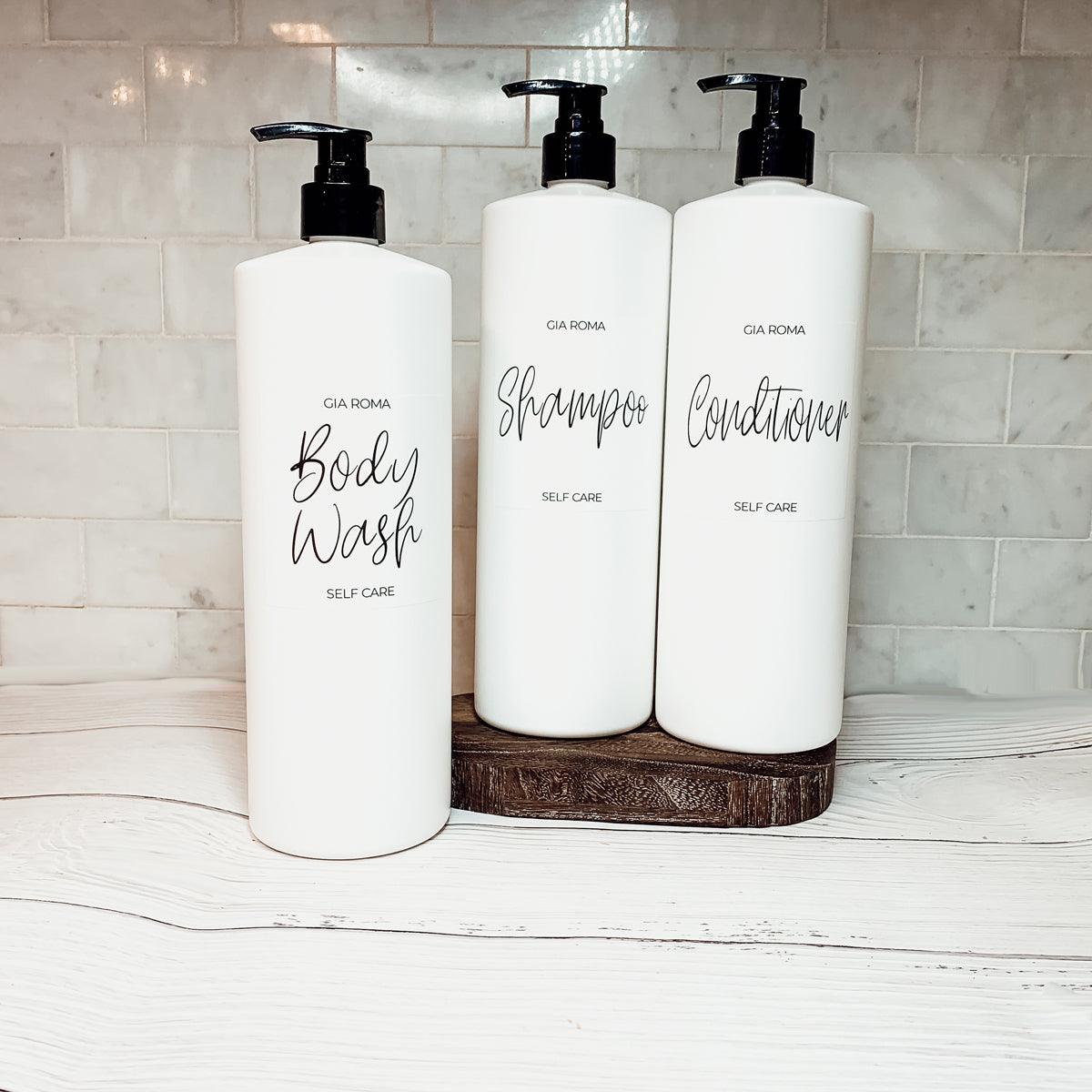 32oz Plastic White Dispensers with Customized Labels