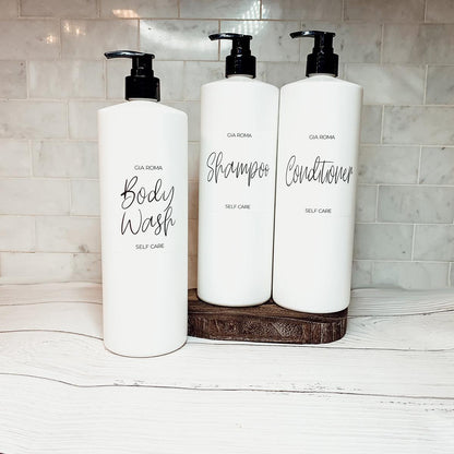 32oz Plastic White Dispensers with Customized Labels