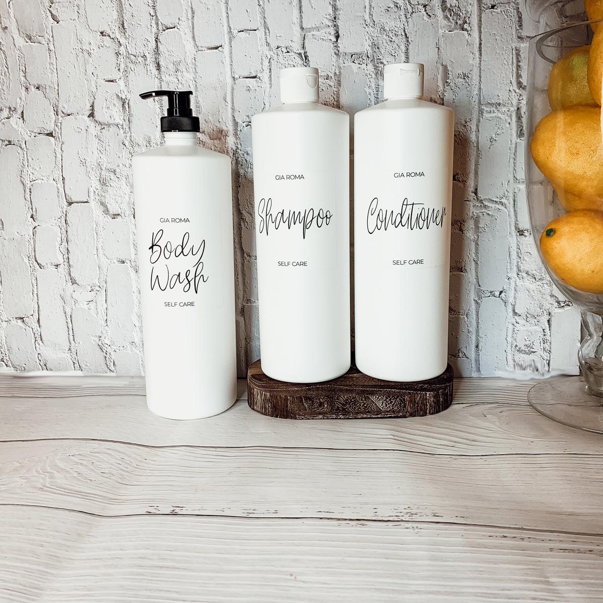 32oz Plastic White Dispensers with Customized Labels