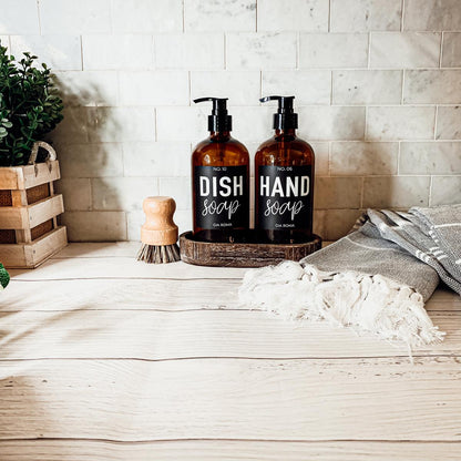 16oz Soap Bottles - Glass Amber|Black Label