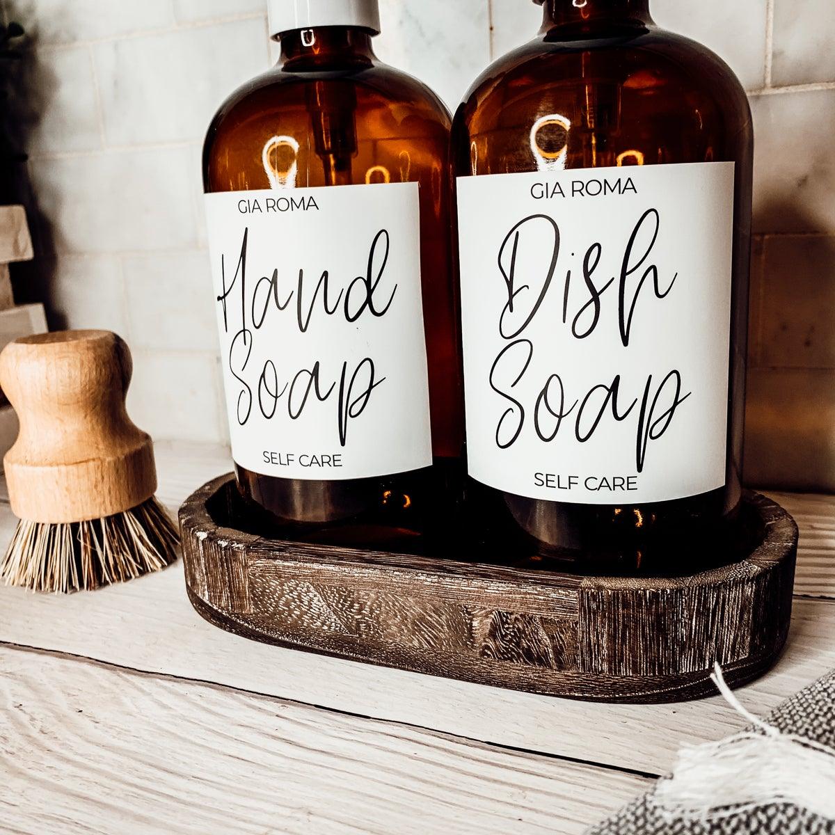 16oz Soap Bottles- Glass Amber|White Label