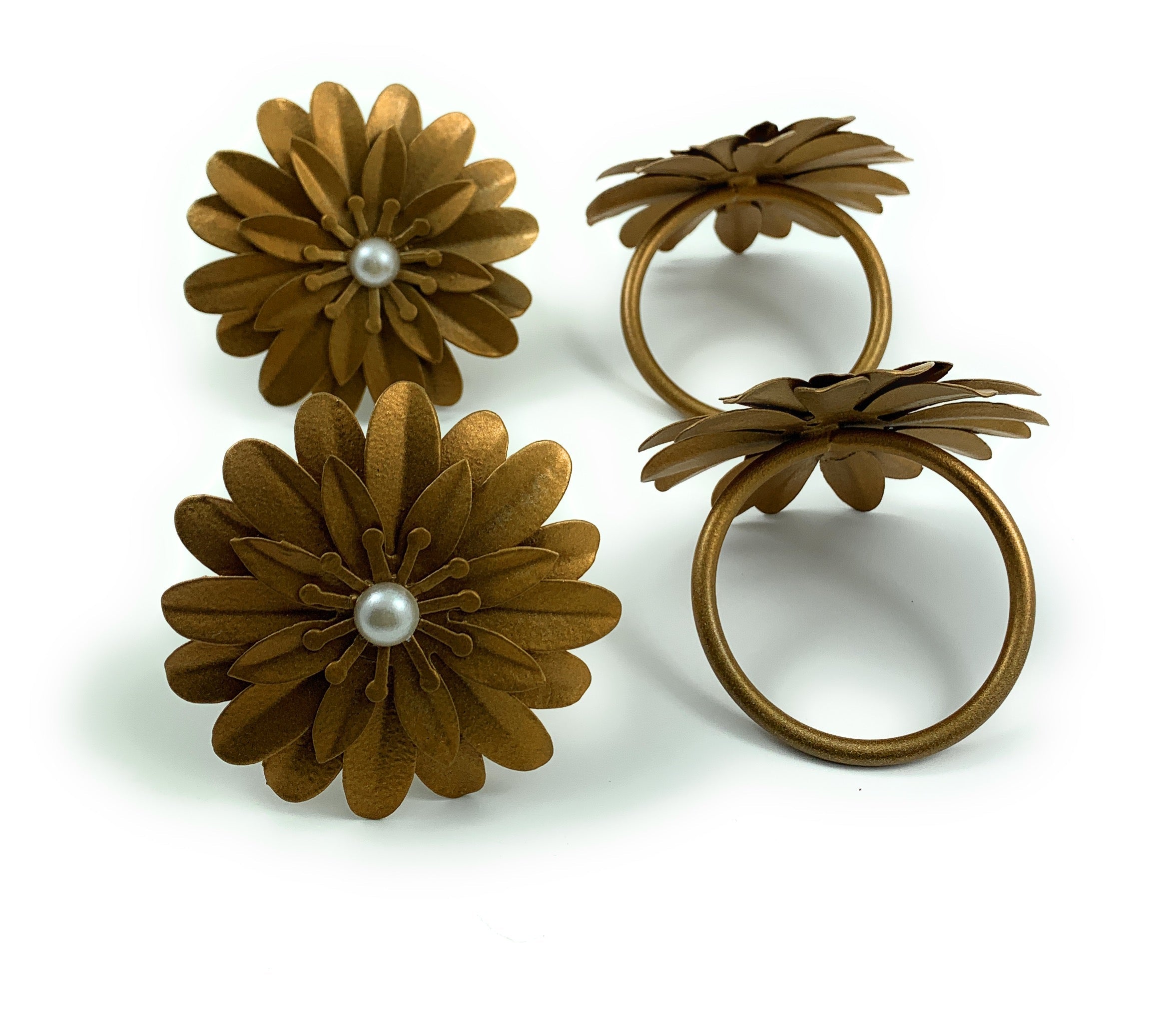 Set of 4 Golden Floral Napkin Rings