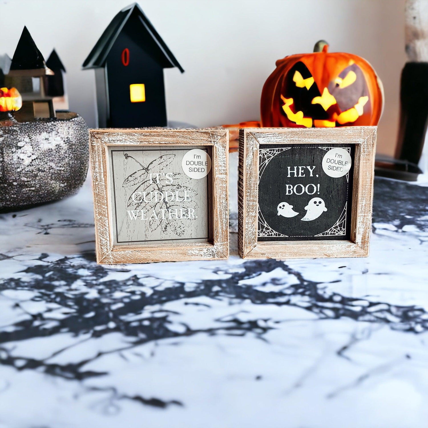 Hey Boo + Cuddle | Double-Sided Wood Sign
