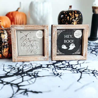 Hey Boo + Cuddle | Double-Sided Wood Sign
