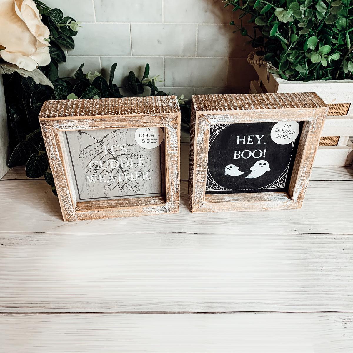 Hey Boo + Cuddle | Double-Sided Wood Sign