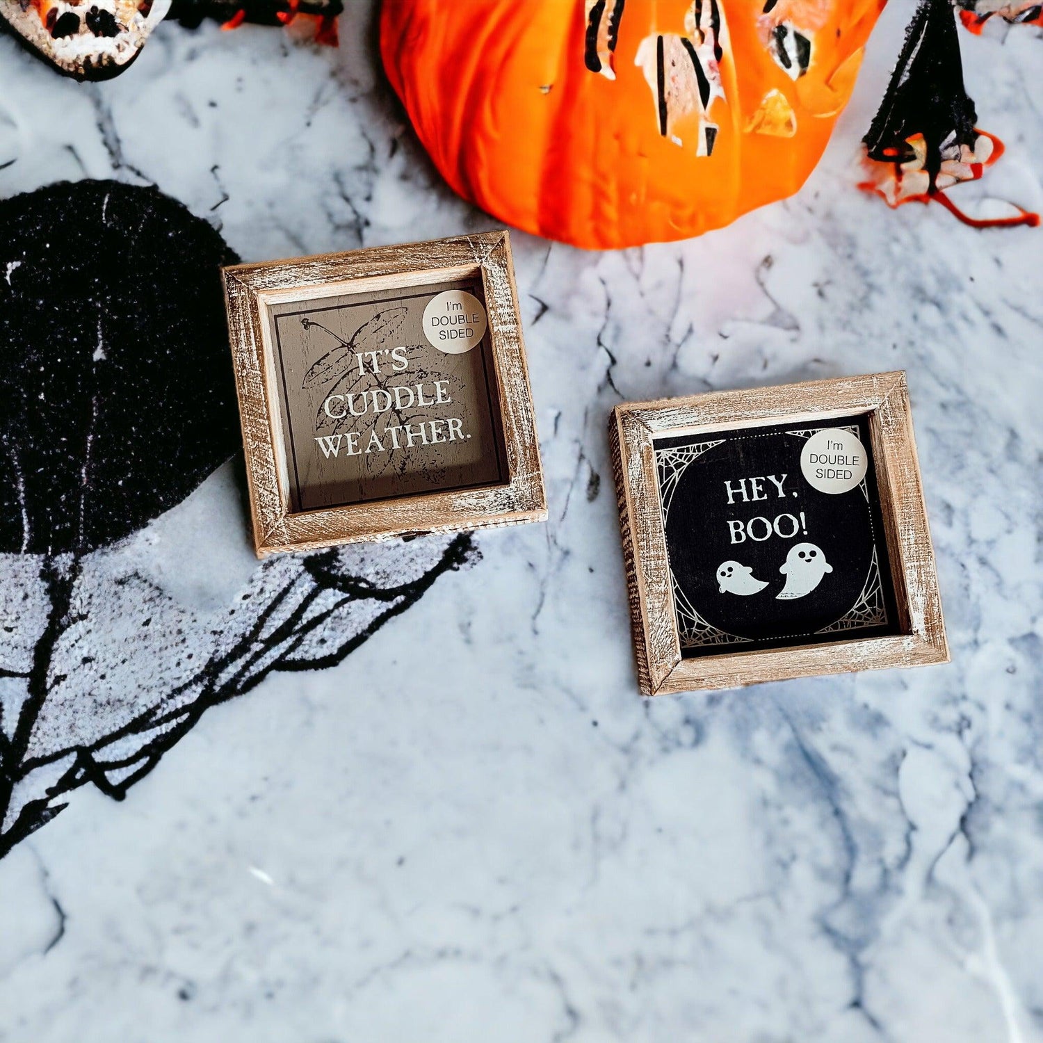 Hey Boo + Cuddle | Double-Sided Wood Sign