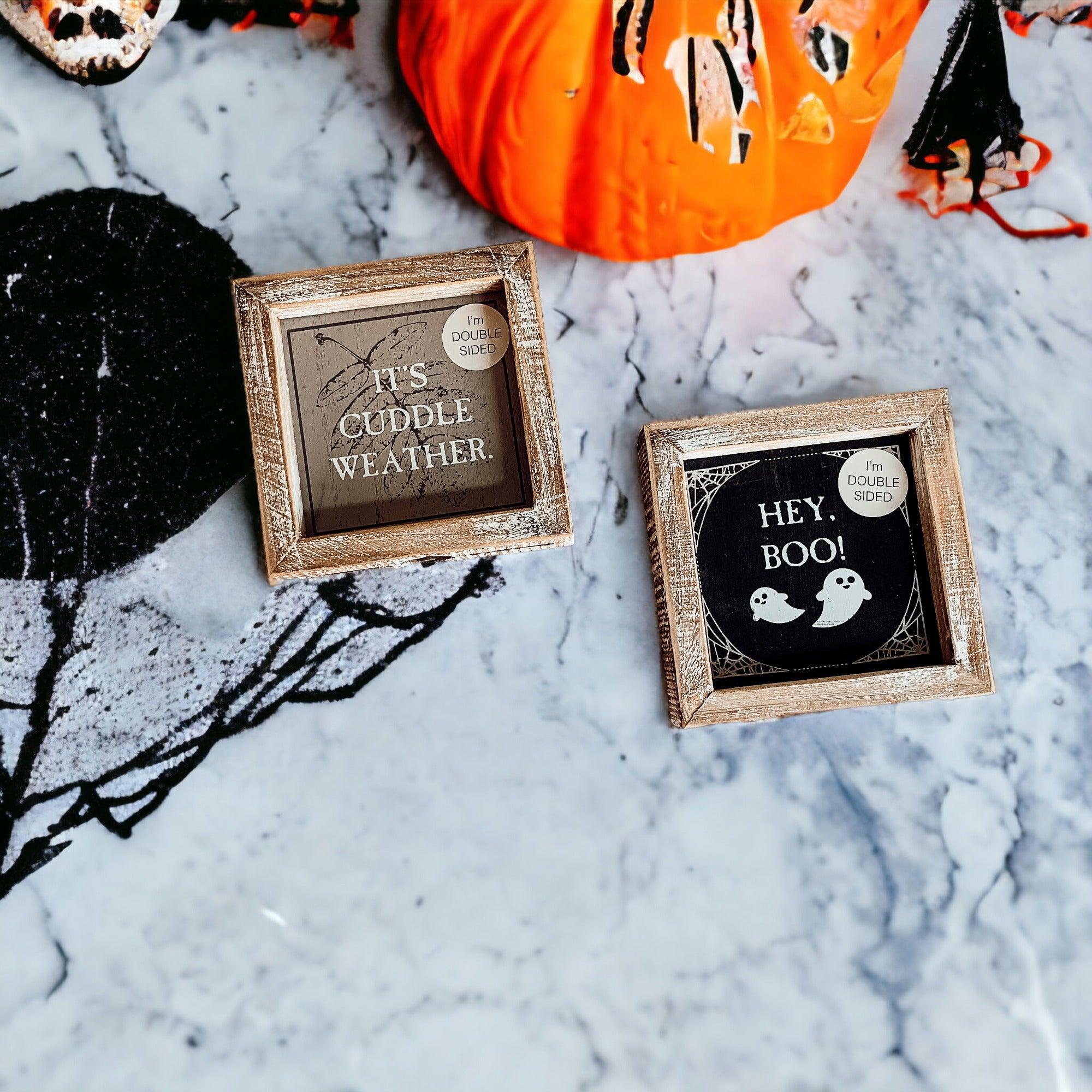 Hey Boo + Cuddle | Double-Sided Wood Sign