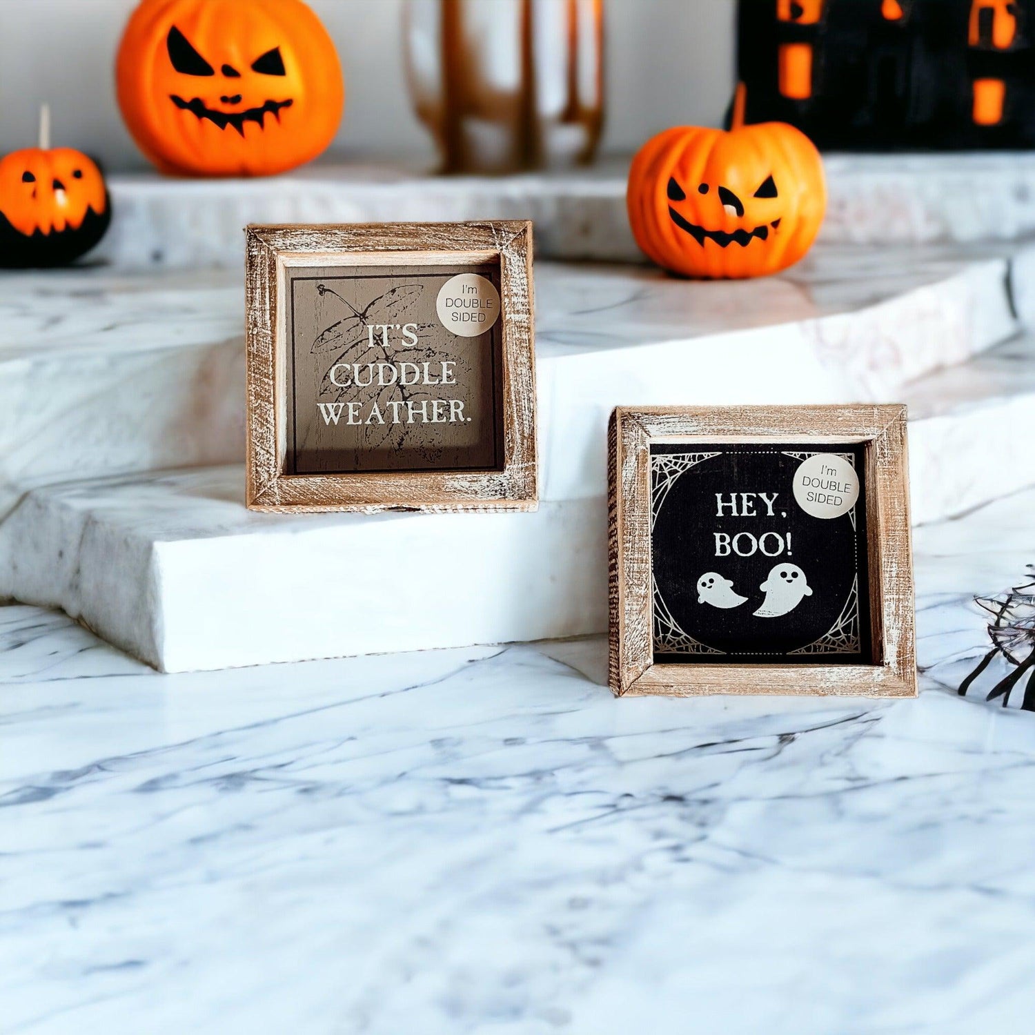 Hey Boo + Cuddle | Double-Sided Wood Sign
