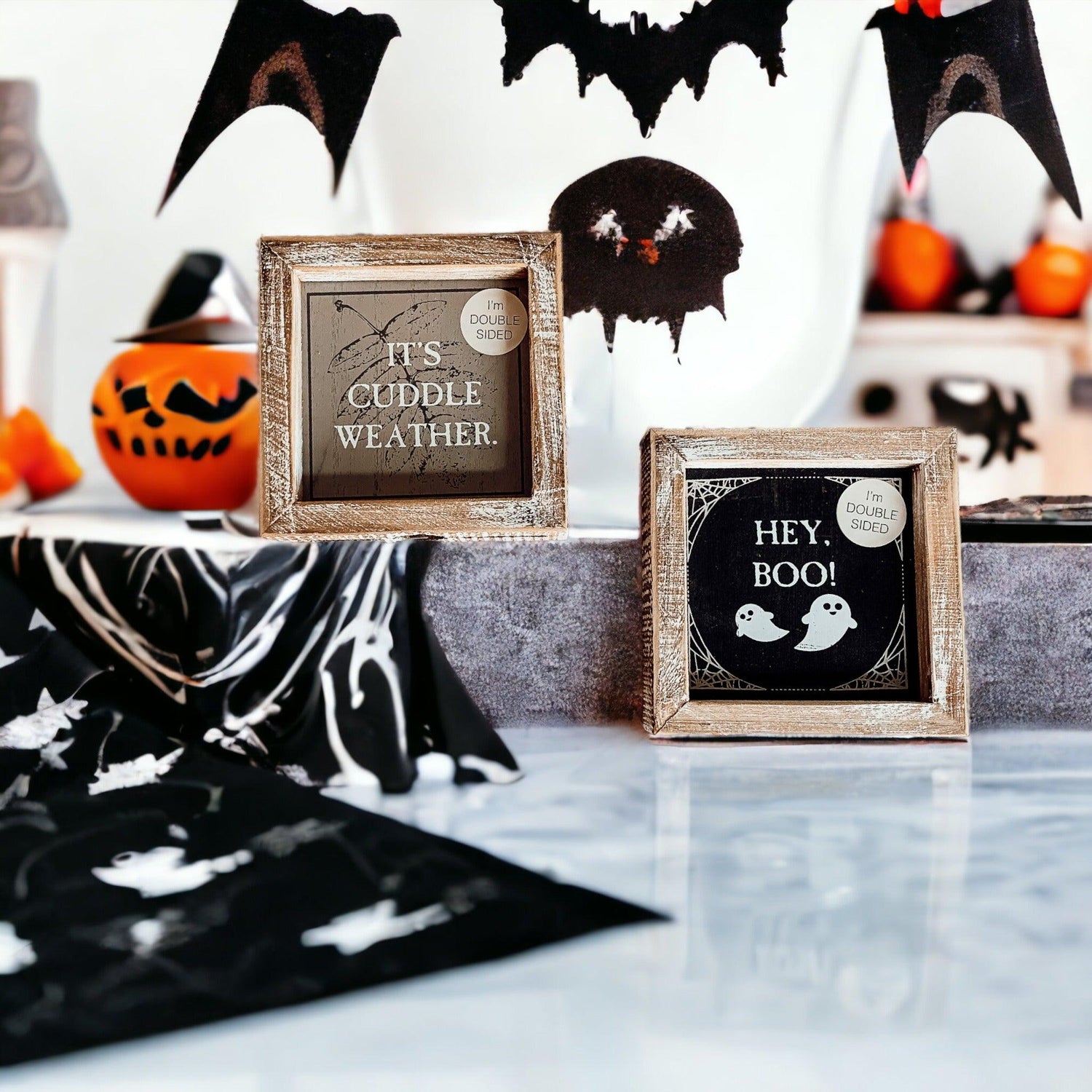Hey Boo + Cuddle | Double-Sided Wood Sign