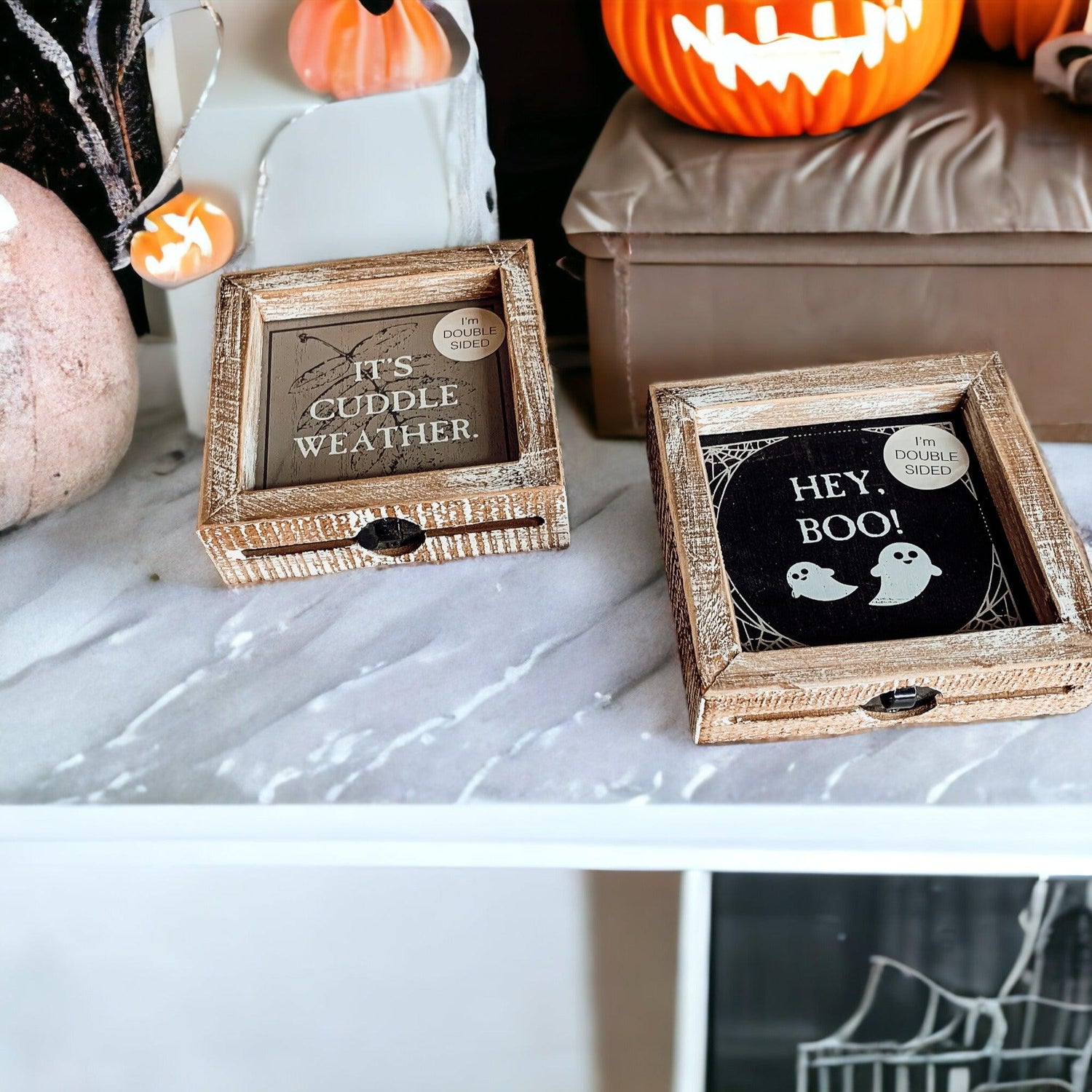 Hey Boo + Cuddle | Double-Sided Wood Sign