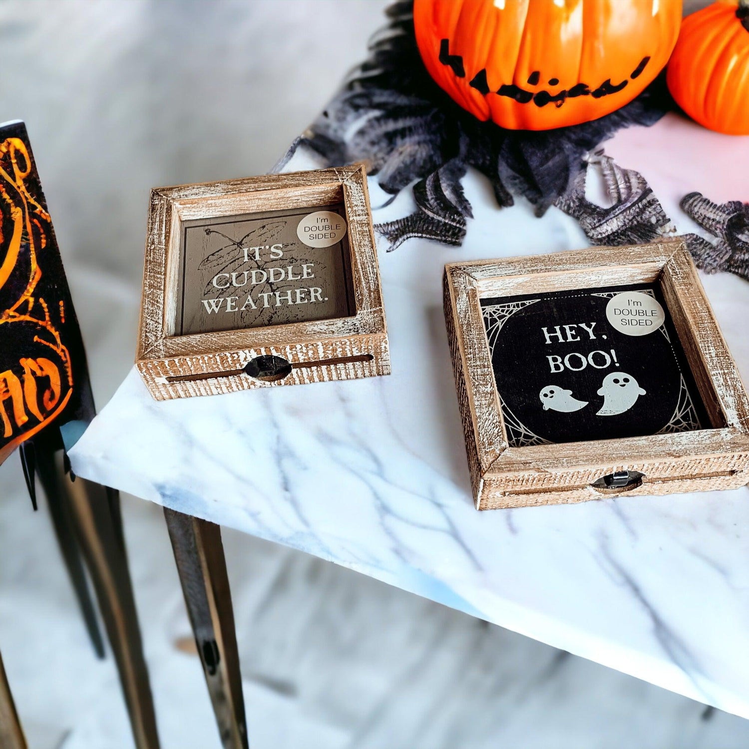 Hey Boo + Cuddle | Double-Sided Wood Sign